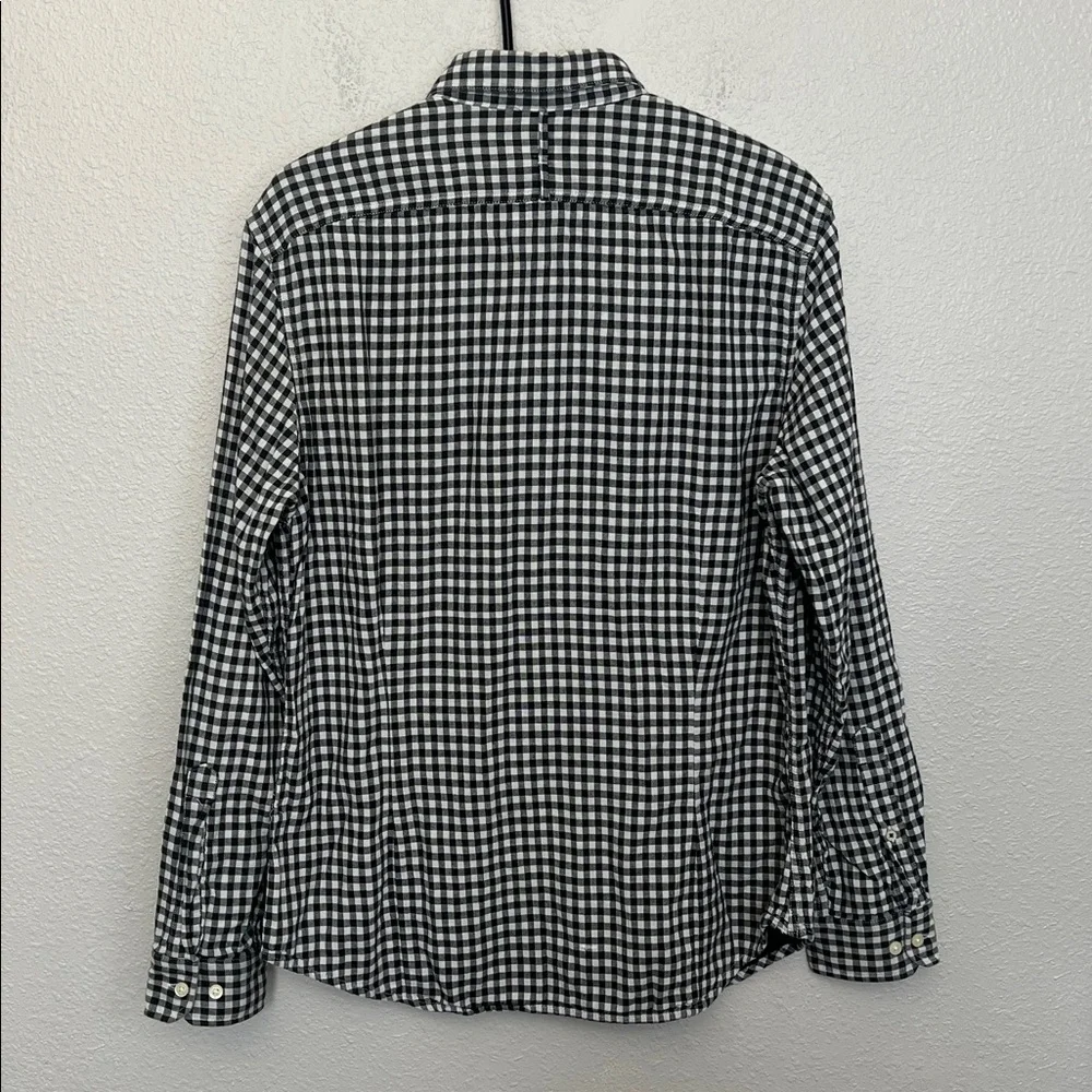 Banana Republic Soft Wash Tailored Slim Fit Plaid Button Down Black/White Size L